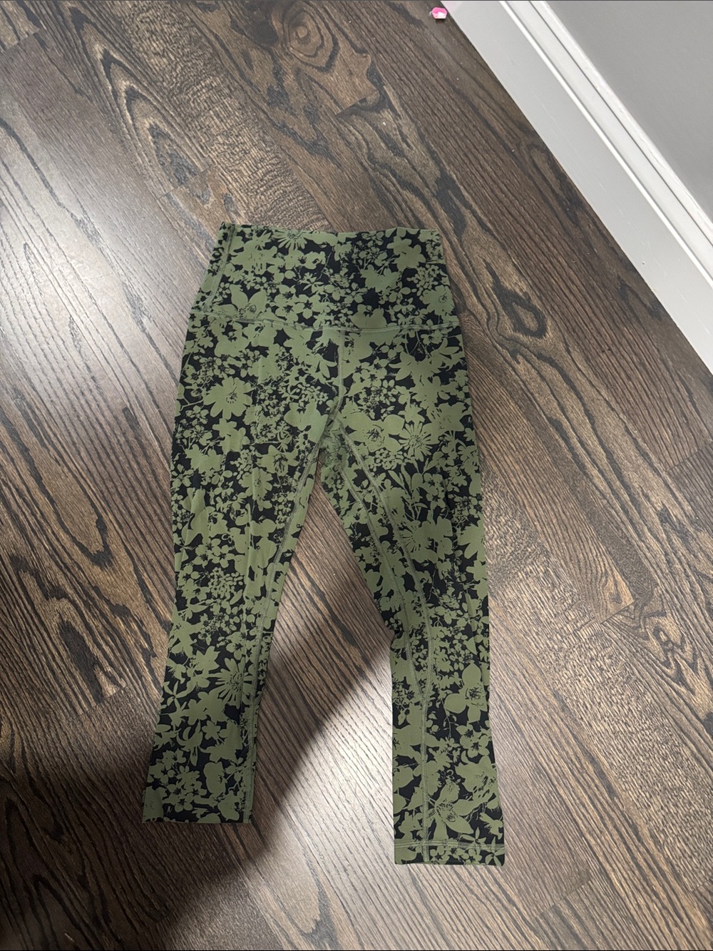 lululemon athletica Olive Green & Black Floral Leggings